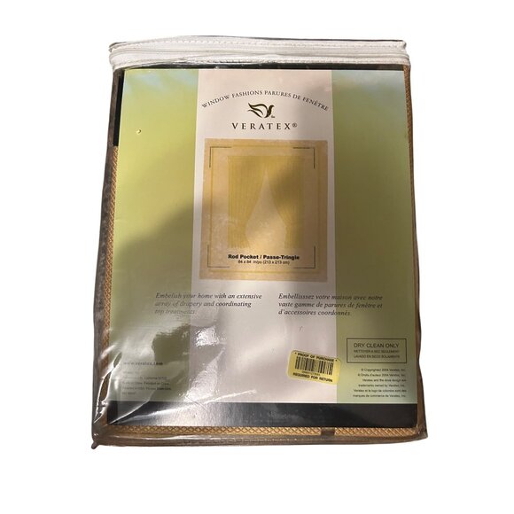 Veratex Vienna 84" Rod Pocket Curtain Panel Gold Diamond Texture Polyester - Picture 5 of 5